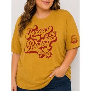 Mason Jar Label Texas Is The Bestest Graphic Tee 2XL Yellow Western